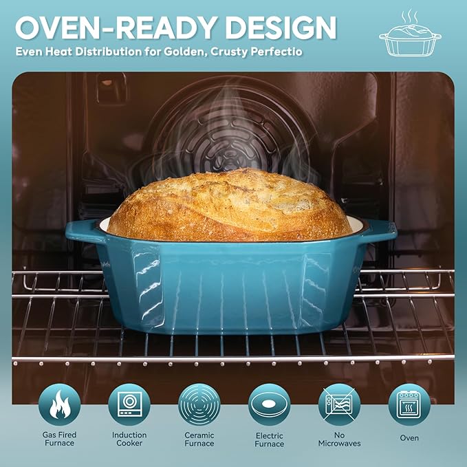 Enameled Cast Iron Dutch Oven for Bread Baking – 3QT Oval Round Heavy Duty - Image 3