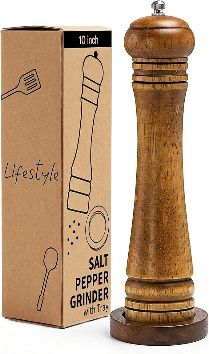 Wood Salt and Pepper Grinder, Salt Grinder and Pepper Mill, Oak Wood Shakers by MJINGMEI