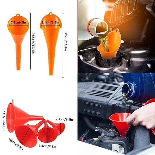 10 Pcs Automotive Funnels Set, Wide Mouth Fuel Funnels, Plastic Long Neck Oil - Image 4