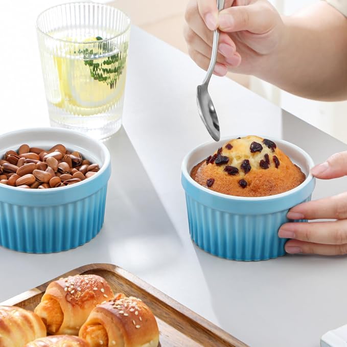 vancasso 8 oz Ramekins with Lid, Porcelain Creme Brulee Souffle Dishes - Image 9