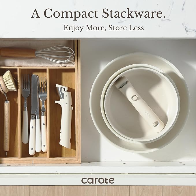 CAROTE 19pcs Pots and Pans Set, Nonstick Cookware Set Detachable Handle - Image 6