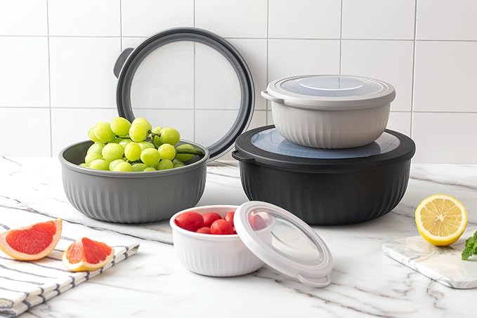COOK WITH COLOR Prep Bowls with Lids- Wide and Deep Nesting Plastic Small - Image 6