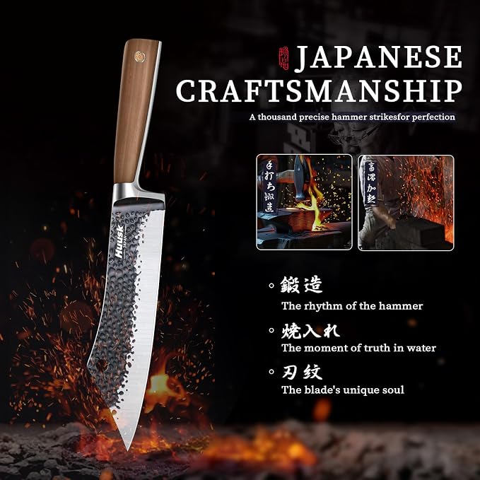 Huusk Grilling Gifts for Men Meat Cleaver Butcher Knife Hand Forged High Carbon - Image 3