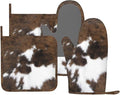 Cow Print Oven Mitts and Pot Holders Set of 4 Silicone Brown Cowhide Kitchen by BOKEKANG