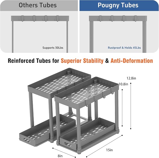2 Pack Pull-Out Storage Organizers, Under Sink Organizer and Storage - Image 2
