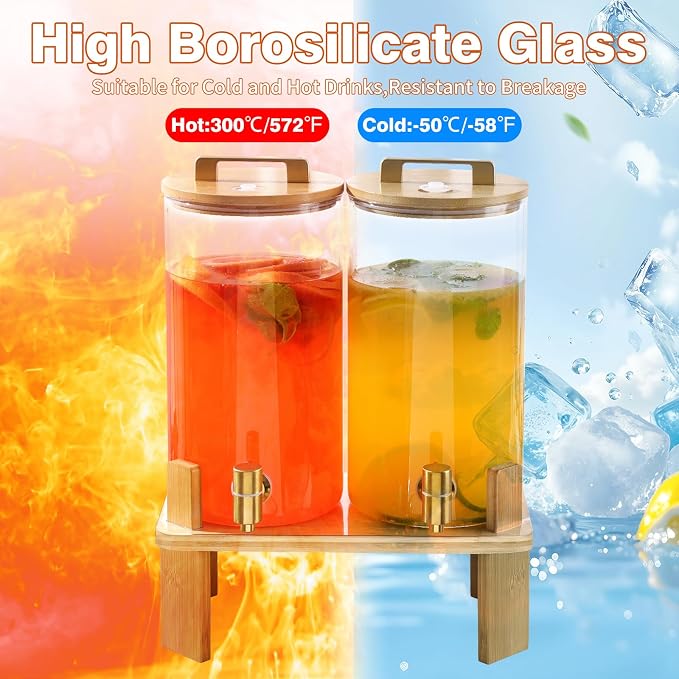 1.5 Gallon 2 PACK Glass Drink dispenser, Beverage Dispenser - Image 4