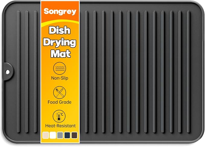 Songrey 14" x 10" Silicone Dish Drying Mat, Kitchen Counter Drying Pad by Unknown