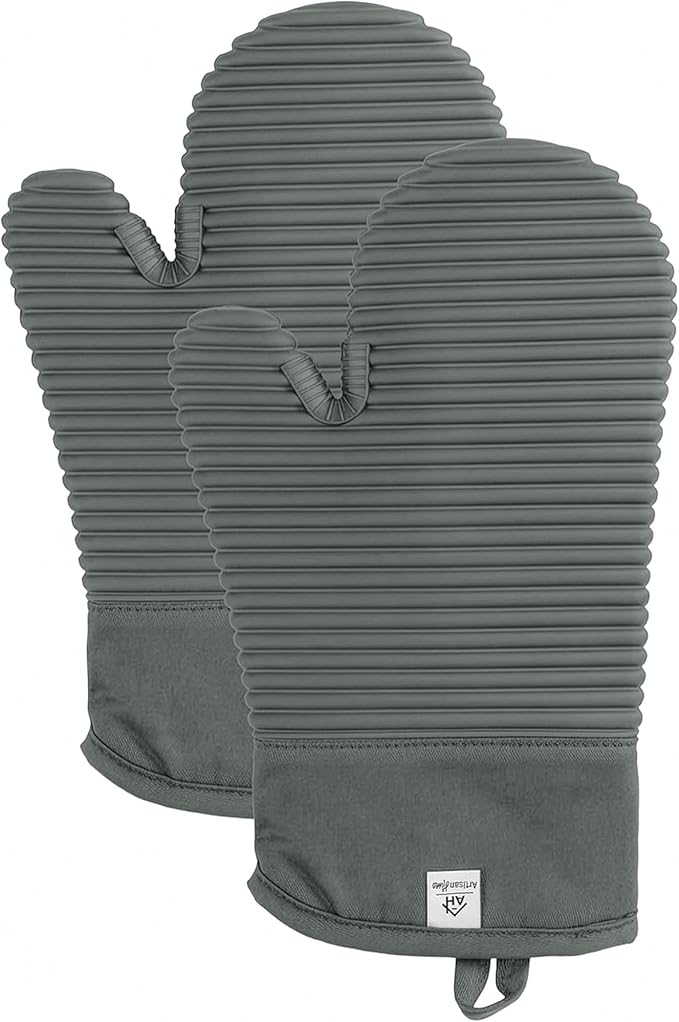 Extra Long Silicone Oven Mitts | Heat Resistant 500°F BPA-Free Food Grade by AH+Artisan+Home