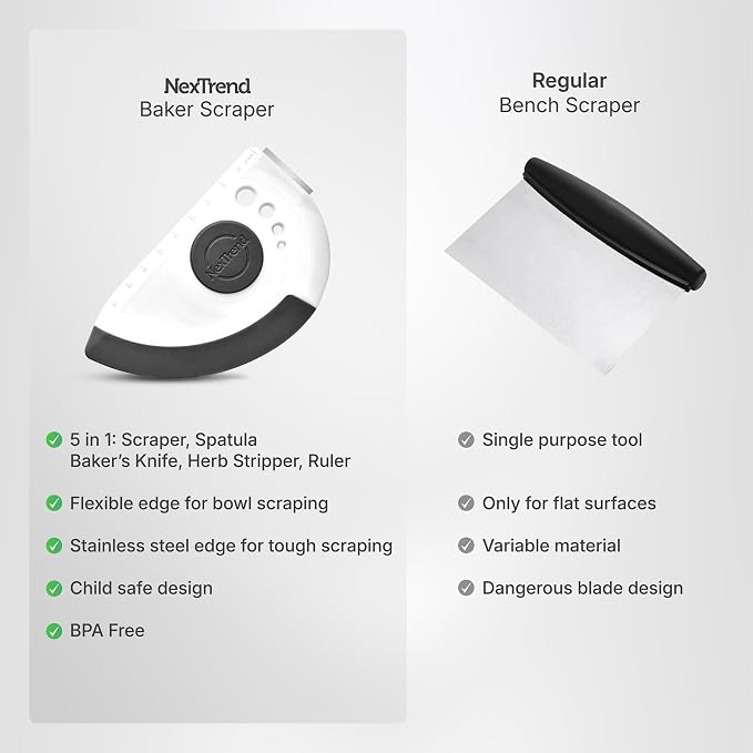 5-in-1 Dough Scraper & Flexible Bowl Scraper by Nextrend, Bread Scraper - Image 5