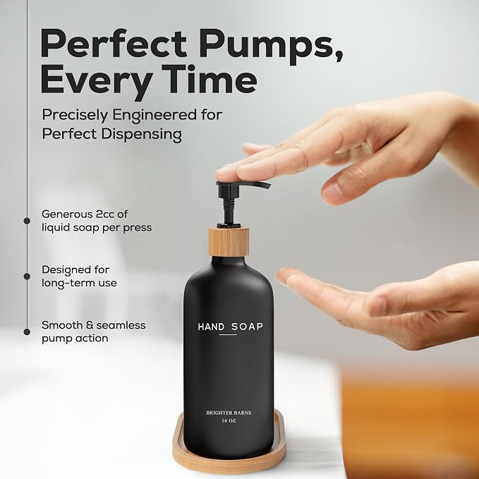 Black Glass Soap and Lotion Dispenser Set - Image 4