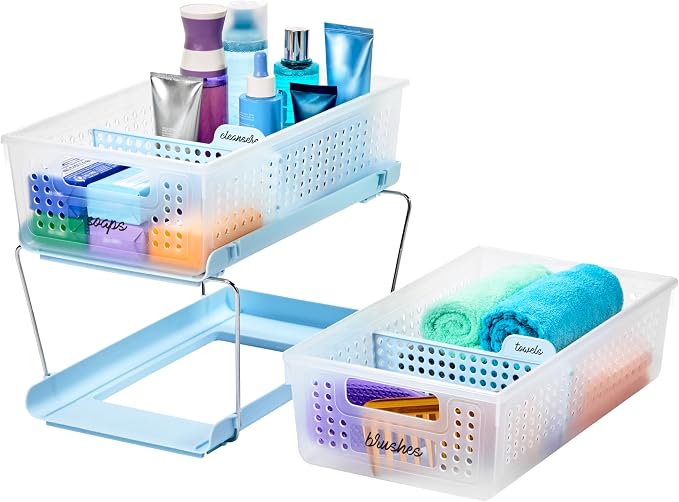 madesmart Two-Tier Bathroom Cabinet Organizer, Sliding Drawer Storage - Image 2