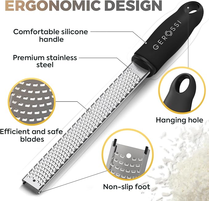 Stainless Steel Cheese Grater & Lemon Zester w/Extra Sharp Blade - Image 4