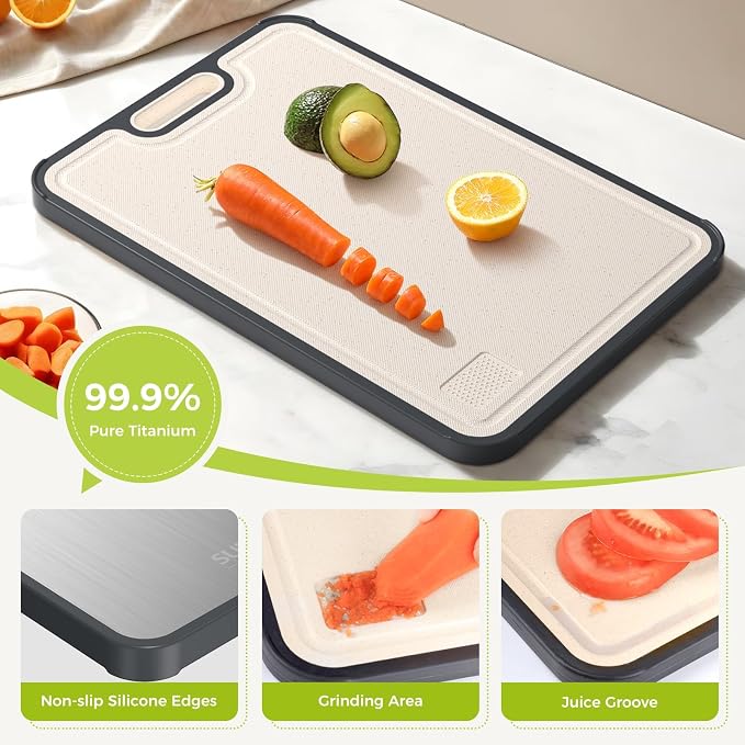 Titanium Cutting Board Double Sided Food Grade, Pure Titanium/PP - Image 6