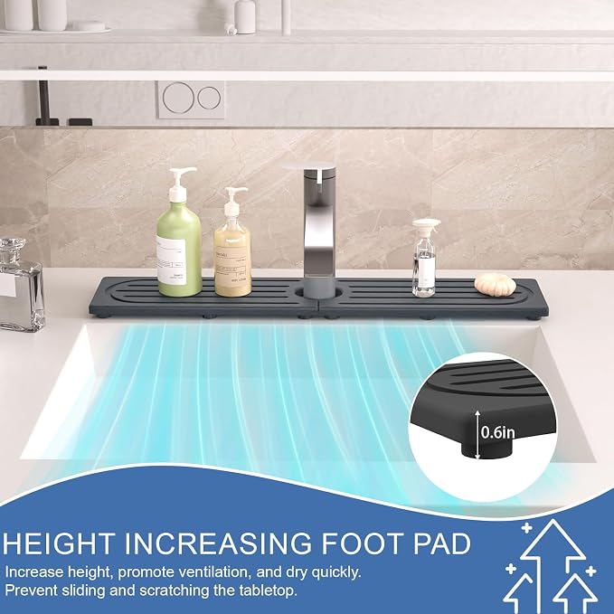 Fast Drying Kitchen Sink Splash Guard, Durable Stone Kitchen Faucet Mat - Image 9