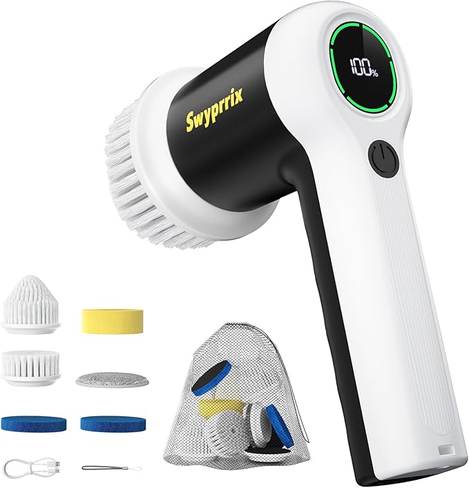 Electric Bathroom Cleaning Brush, Cordless Spin Scrubber Full Body Waterproof by Swyprrix