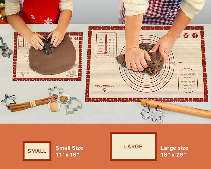 2 Pack Non Stick 26''x16'' Extra Large Thick Silicone Pastry Mat and 16''x11'' - Image 8