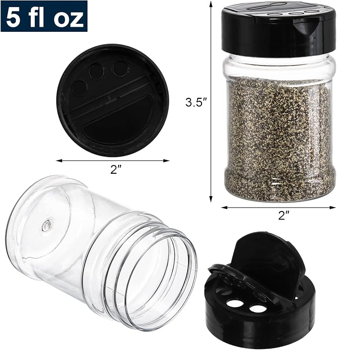 Yesland 20 Pack Plastic Spice Jars Bottles, 5 Oz PET Spice Containers BPA Free - Image 2