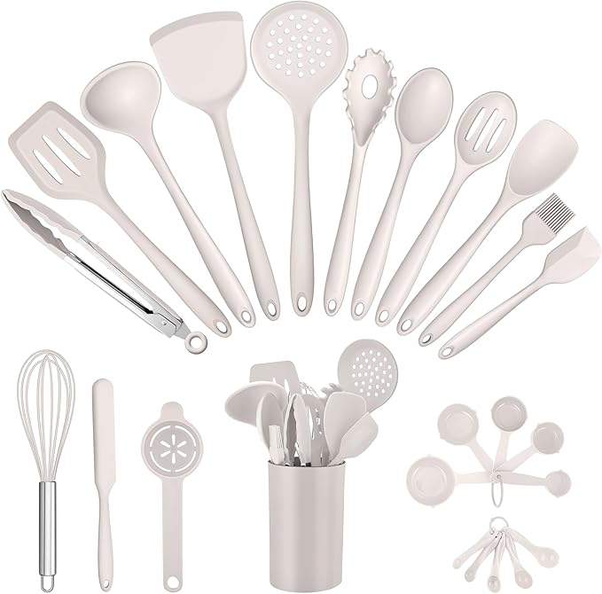 E-far Silicone Cooking Utensils Set, 25 Piece Kitchen Utensils by E-far