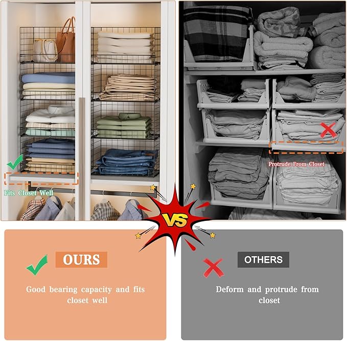 Yociyoga 4-Tier Stackable Closet Organizers and Storage Shelves, Foldable - Image 3