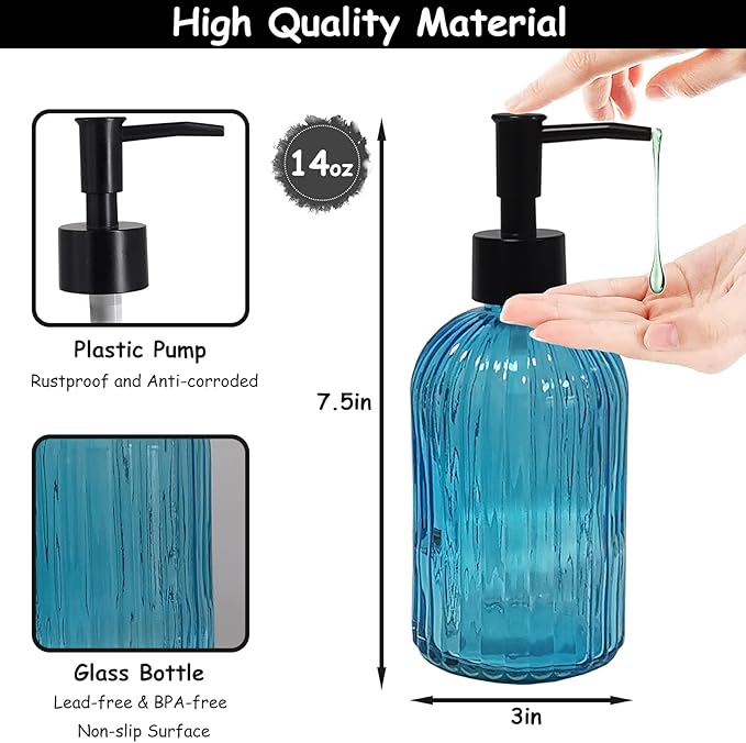 YYTSGG Blue Glass Soap Dispenser Set - Image 2