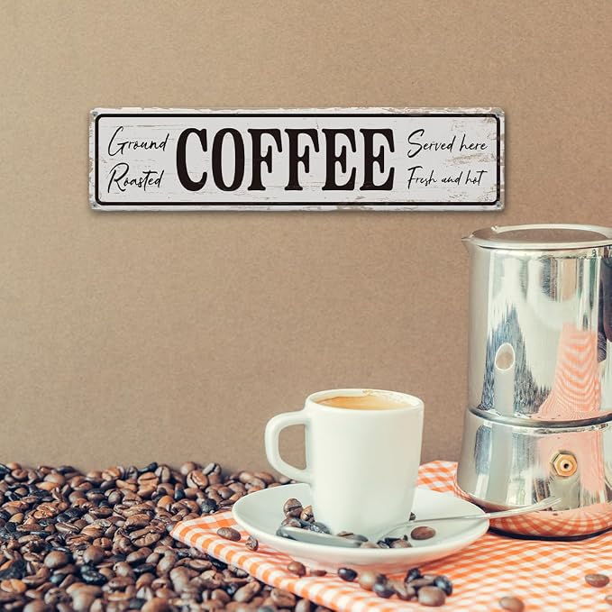 Coffee Signs for Coffees Corner Decor, Ground Roasted Coffee Served Here Sign - Image 6