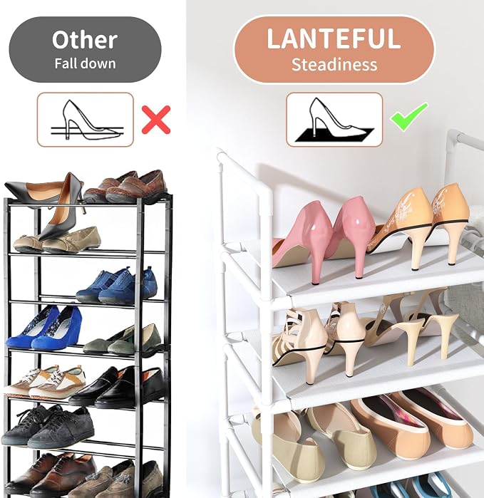 LANTEFUL 10 Tiers Tall Shoe Rack 20-25 Pairs Boots Organizer Storage Sturdy - Image 6