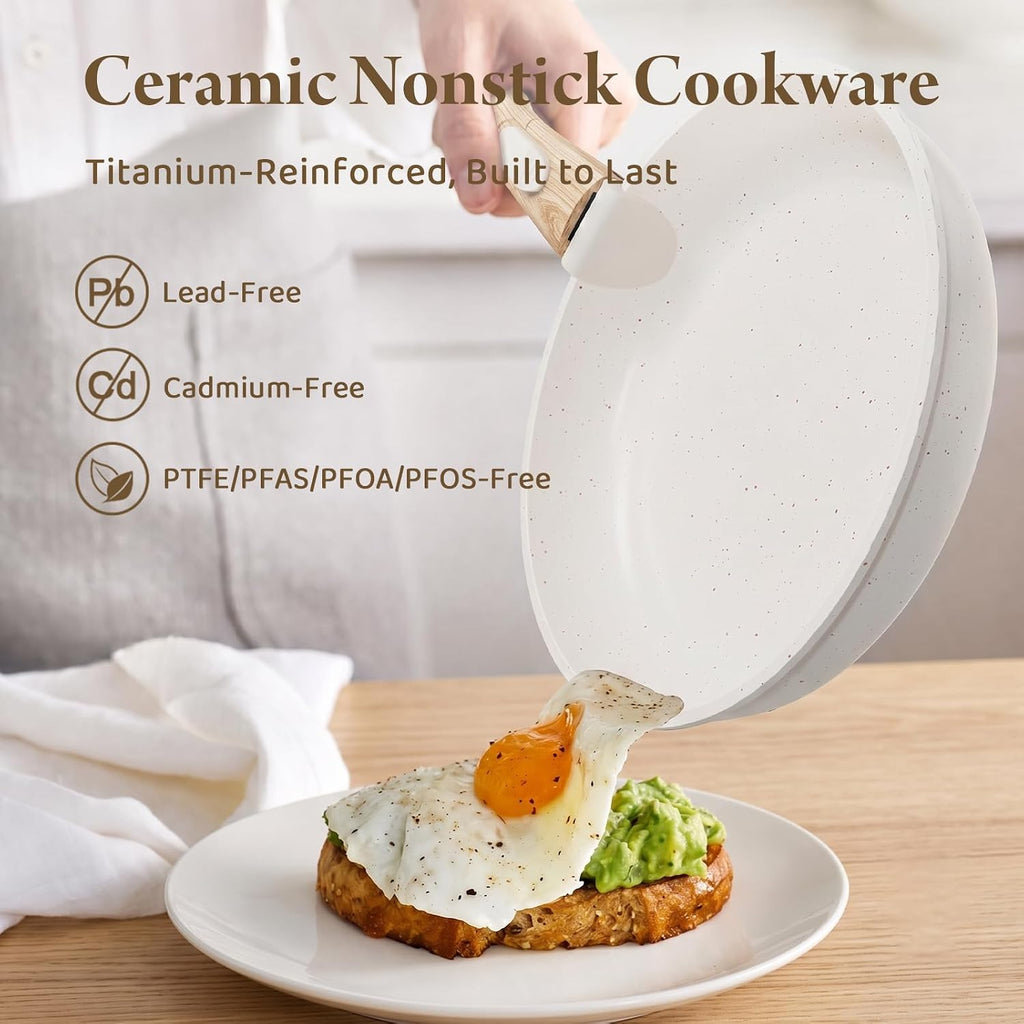 31Pcs Pots and Pans Set Non Stick Ceramic Cookware Set w/Removable
