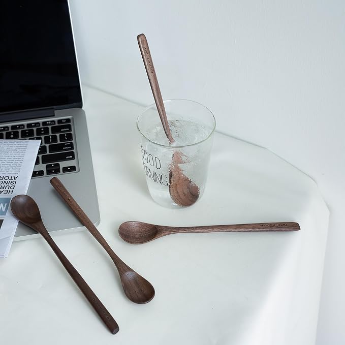 Black Walnut Wood Coffee Spoons, Long Spoon - Image 8