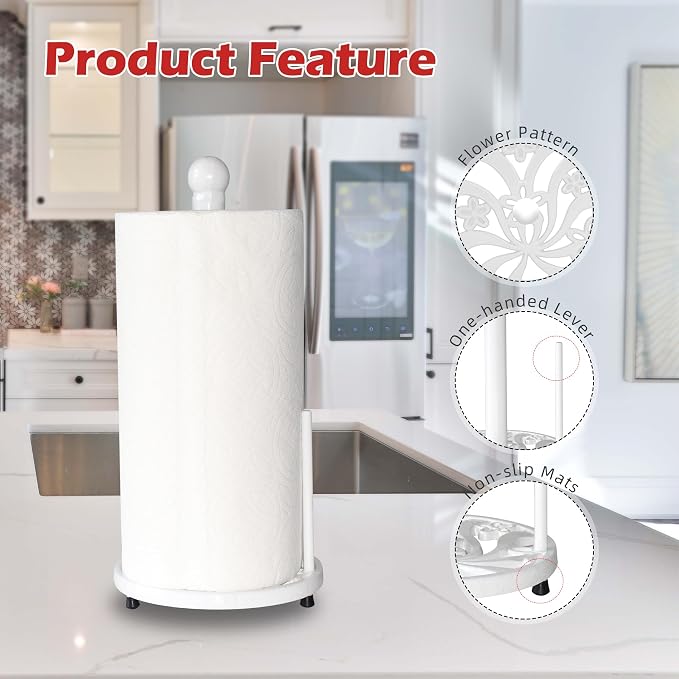 White Cast Iron Paper Towel Holder - Image 2