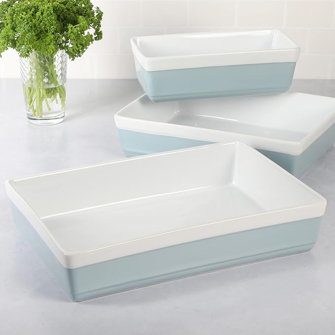 MARTHA STEWART 3-Piece Oven to Table Stoneware Bakeware Set – Baking Dish & - Image 2