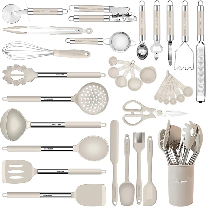 Kitchen Utensils Set-Silicone Cooking Utensils-33pcs Non-Stick Silicone Cooking by BESTZMWK