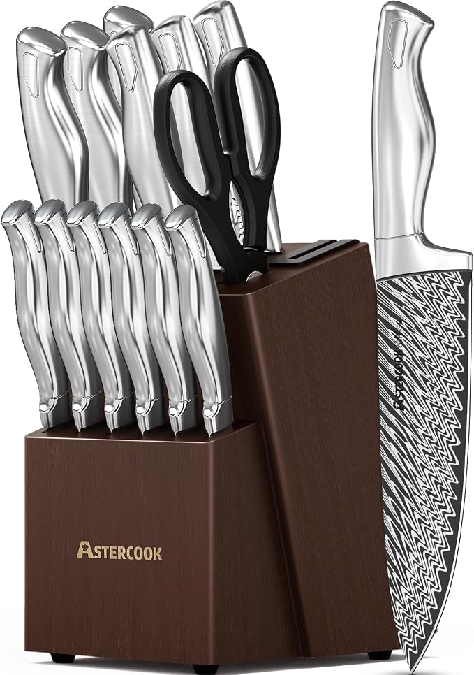 Knife Set, Astercook 15 Pieces Kitchen Knife Set by Astercook