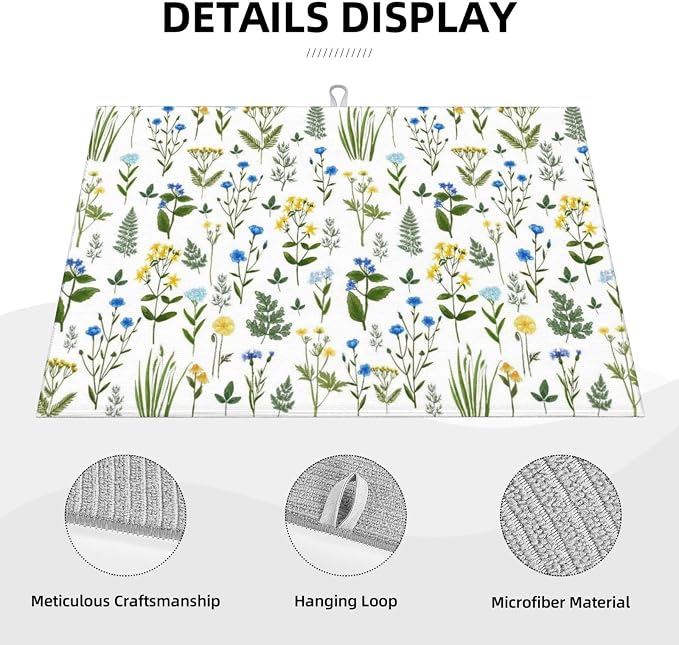 Blue Yellow Wildflower Dish Drying Mats - Image 5