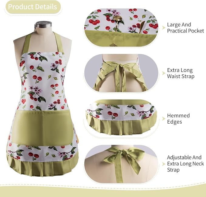 Vintage Floral Apron for Women - Image 4