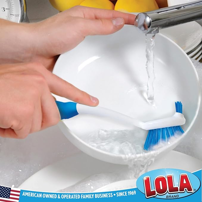 Dish Brush Kitchen Scrubber, by LOLA, Has Stiff Bristles & Food Scraper - Image 4