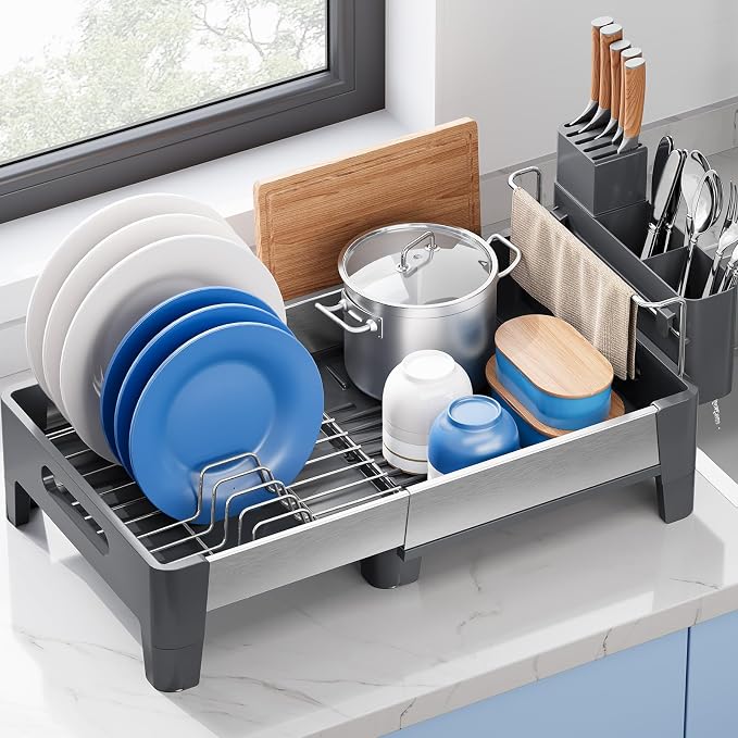 Urackify Expandable Dish Drying Rack, Stainless Steel Dish Rack by Urackify