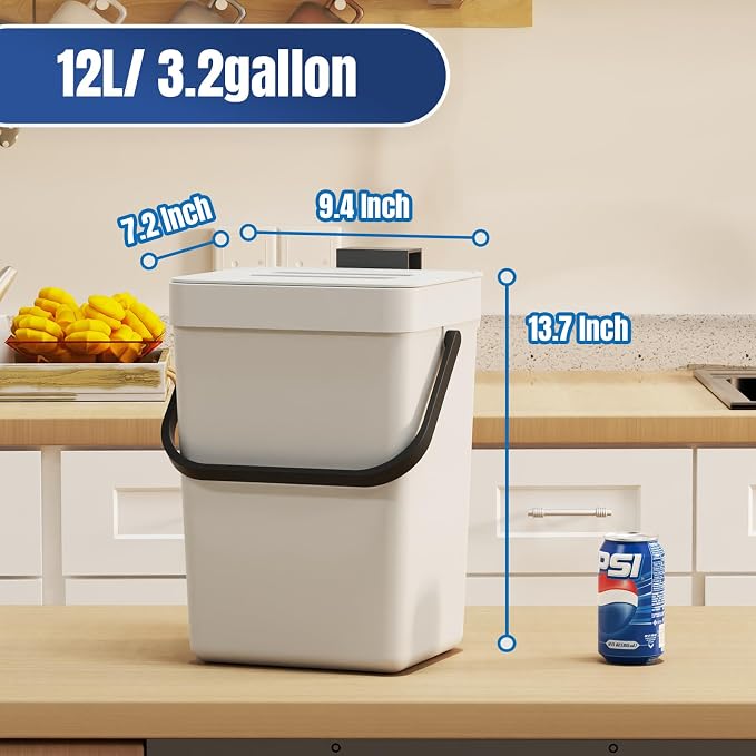 stonespace Hanging Trash Can, 3.2 Gallon/12L Small Waste Bin - Image 6