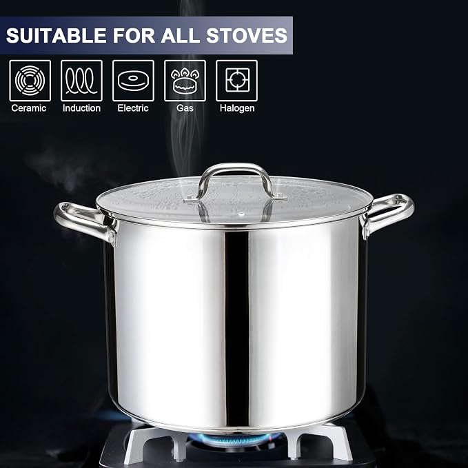 20 QT Stainless Steel Large Stock Pot, LIANYU Heavy Stockpot - Image 3