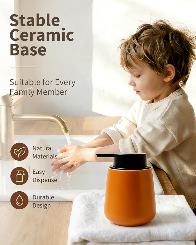 Bosilunlife Ceramic Foaming Soap Dispenser - 12Oz Bathroom Countertop Kitchen - Image 5