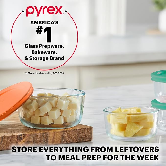 Pyrex Simply Store Small Glass Food Storage Containers Set, Meal Prep Containers - Image 5