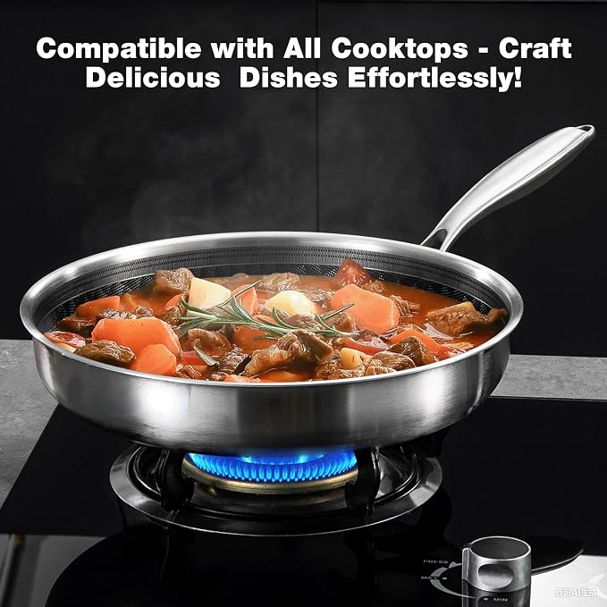 DELARLO 10 inch Tri-Ply Stainless Steel Frying Pan - Image 5