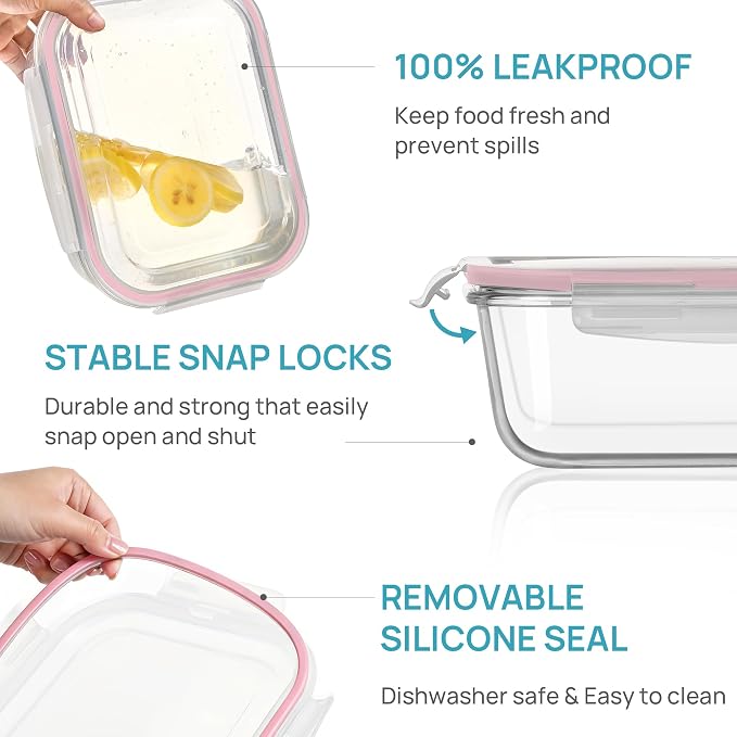 Vtopmart 2Pack 2260ml/ 76.4oz Large Glass Storage Containers - Image 6
