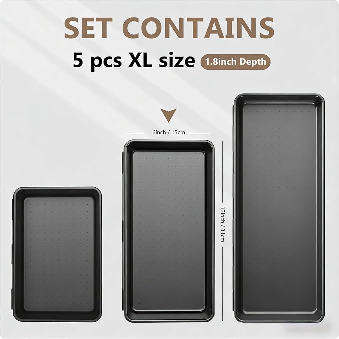 A-LuGei【X-Large Size【5 Pcs】 Tool Box Organizer Tray Divider【Single Size】 Black - Image 2