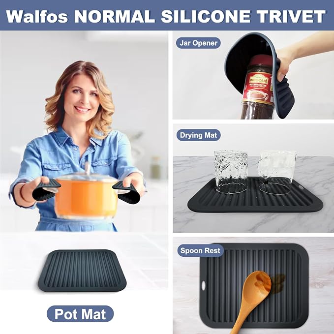 Walfos XXL Silicone Trivet 16" and Large 12" and Round & Square 7", Trivets - Image 4
