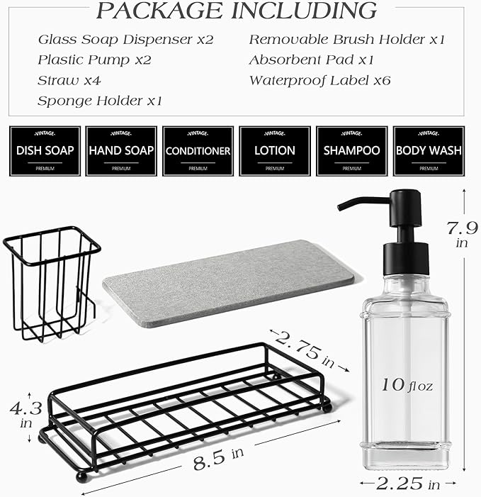 VIMERPA Kitchen Soap Dispenser Set, Kitchen Soap Dispenser - Image 2