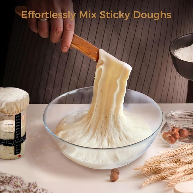2 Pack Spurtle for Sourdough Starter, Danish Dough Whisk and Jar Spatula - Image 2