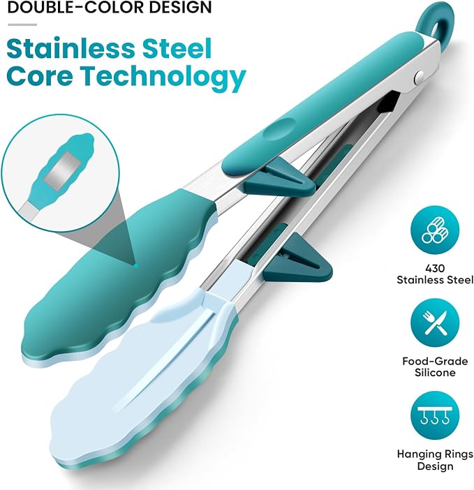5-Pack Silicone Tongs for Cooking, Maywe Tanso 4PCS 13-Inch Kitchen Tongs - Image 4