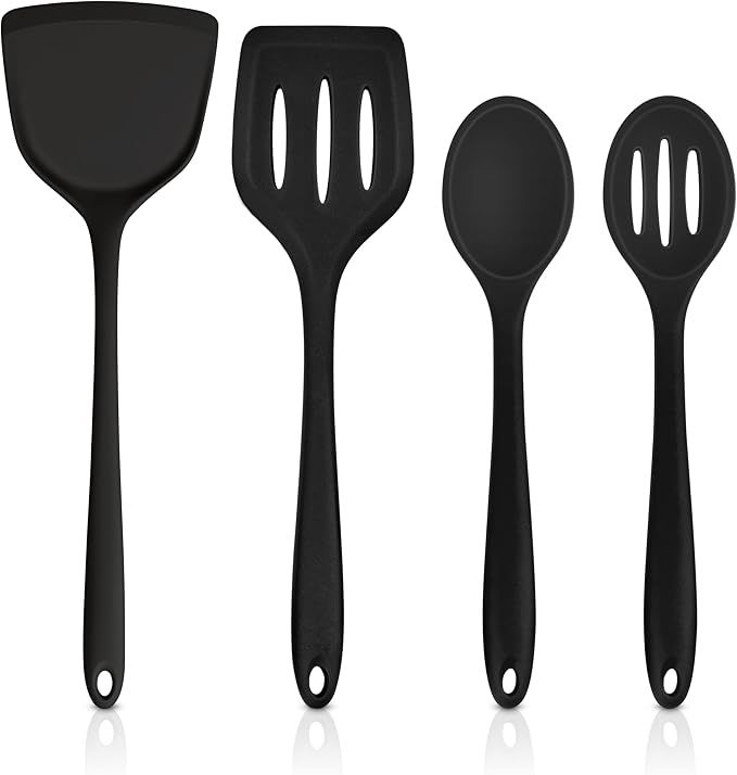 TeamFar Silicone Cooking Utensils, Heat-Resistant Solid & Slotted Cooking by TeamFar