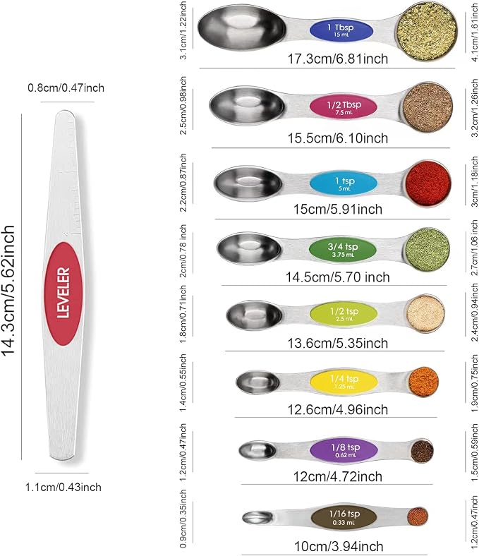 Magnetic Measuring Spoons Set Stainless Steel - Image 2