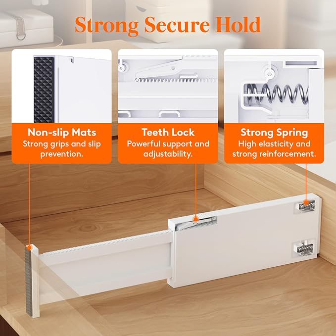 Lifewit 8 Pack 4" High Drawer Dividers 28-43.5cm/11-17" Adjustable Drawer - Image 5